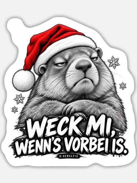Grantige Weihnacht - Sticker Größe L (20 x 20 cm) - Mattweiß