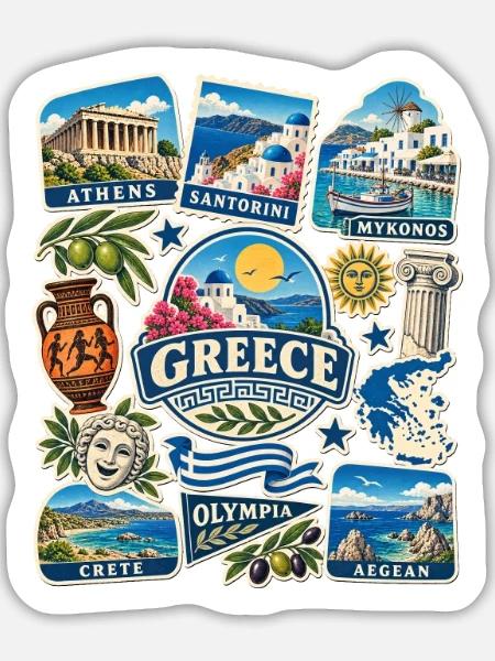 Griechenland Reisesticker - Sticker Größe L (20 x 20 cm) - Mattweiß