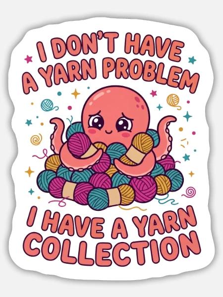 Yarn Problem Kuscheloctopus - Sticker Größe L (20 x 20 cm) - Mattweiß