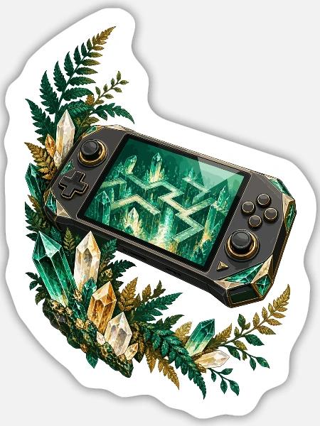 Kristallkonsole im smaragdgrünen Farnbogen - Sticker Größe L (20 x 20 cm) - Mattweiß