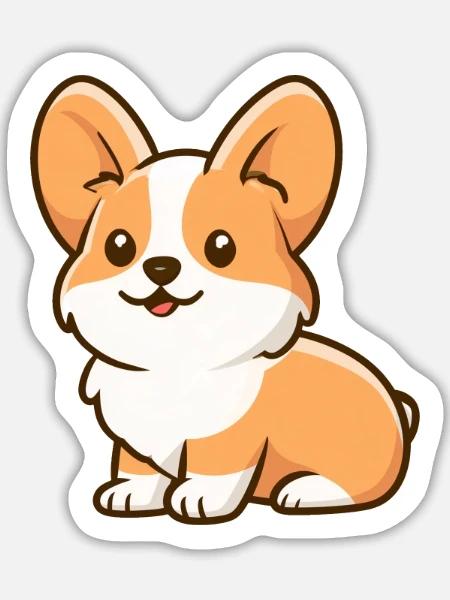 Corgi - Sticker Größe L (20 x 20 cm) - Mattweiß