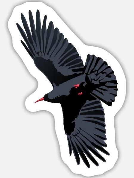 Rotschnabel-Chough-Flug - Sticker Größe L (20 x 20 cm) - Mattweiß