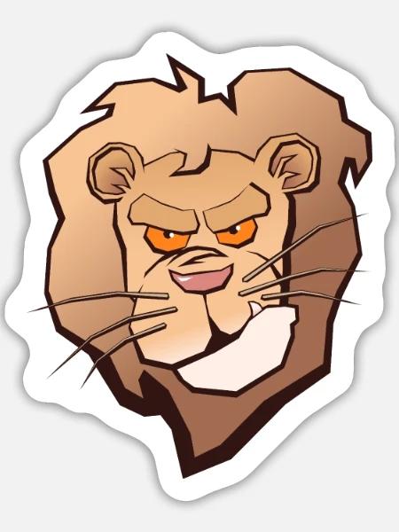 Mürrischer Löwenkopf - Sticker Größe L (20 x 20 cm) - Mattweiß