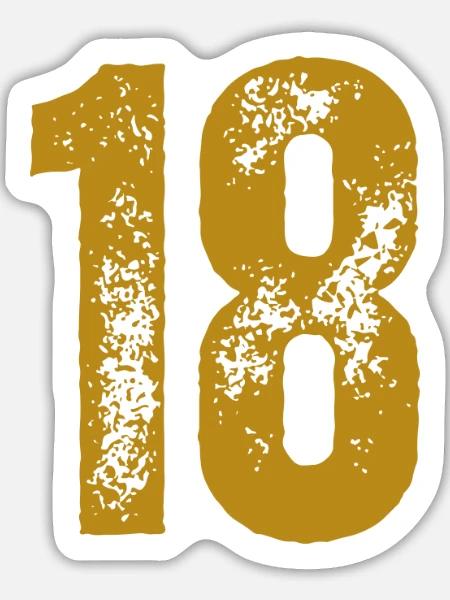 18 - Sticker Größe L (20 x 20 cm) - Mattweiß