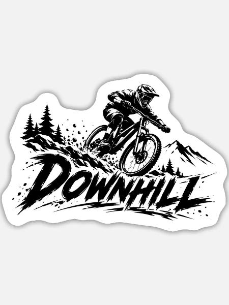 Downhill Mountainbike – MTB Motiv - Sticker Größe L (20 x 20 cm) - Mattweiß