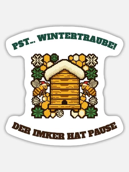 Imker Pause Winterruhe Ugly Sweater Biene - Sticker Größe L (20 x 20 cm) - Mattweiß