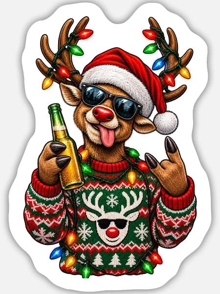 Ugly Christmas - Sticker Größe L (20 x 20 cm) - Mattweiß