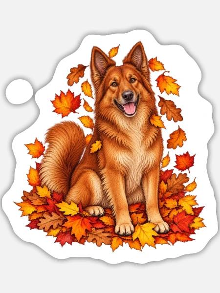 Harzer Fuchs im Herbstlaub - Sticker Größe L (20 x 20 cm) - Mattweiß