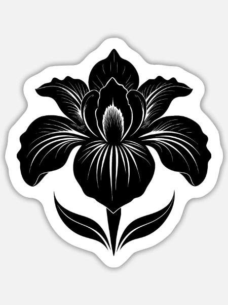 Irisblume - Sticker Größe L (20 x 20 cm) - Mattweiß