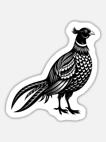 Stehender Fasan - Sticker Größe L (20 x 20 cm) - Mattweiß