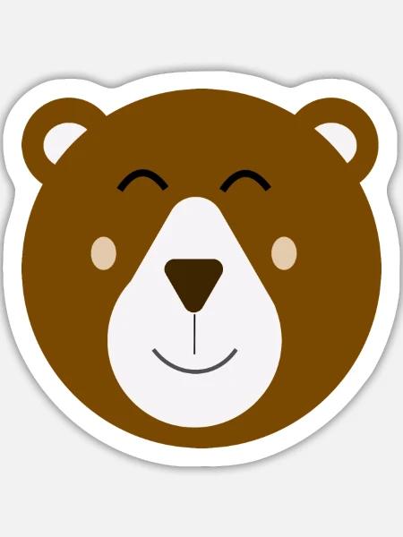 Süßer glücklicher brauner Bär - Sticker Größe L (20 x 20 cm) - Mattweiß