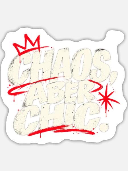 Chaos Aber Chic Graffiti-Statement - Sticker Größe L (20 x 20 cm) - Mattweiß