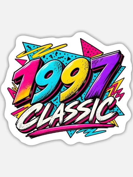 1997 Classic Neon Retro - Sticker Größe L (20 x 20 cm) - Mattweiß