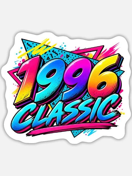 1996 Classic Retro Neon - Sticker Größe L (20 x 20 cm) - Mattweiß