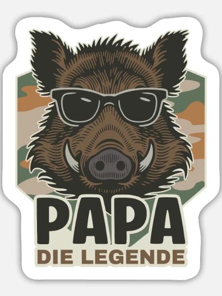 Papa die Legende Wildschwein - Sticker Größe L (20 x 20 cm) - Mattweiß