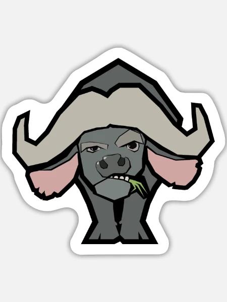 Zynischer Büffel - Sticker Größe L (20 x 20 cm) - Mattweiß