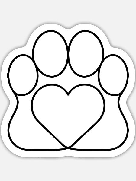Paw Heart - Sticker Größe L (20 x 20 cm) - Mattweiß