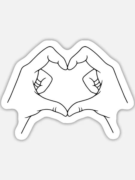 Herzhände - Sticker Größe L (20 x 20 cm) - Mattweiß