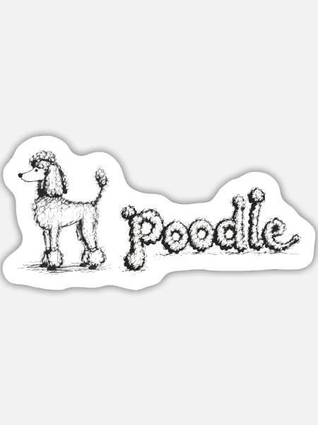 Pudel - Sticker Größe L (20 x 20 cm) - Mattweiß