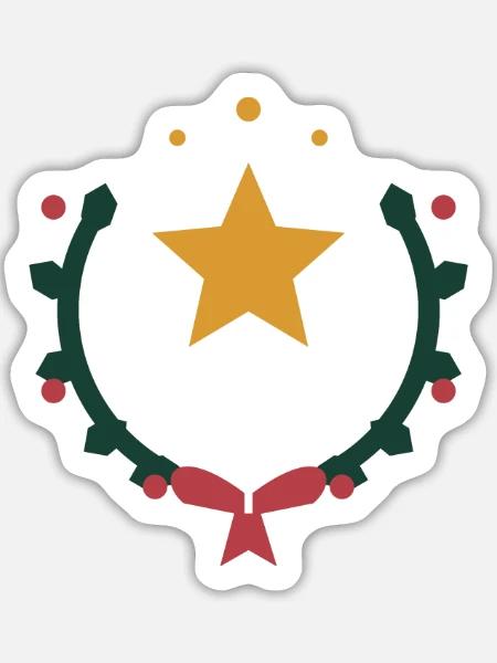 Weihnachtsstern im Kranz aus Winterzweigen - Sticker Größe L (20 x 20 cm) - Mattweiß