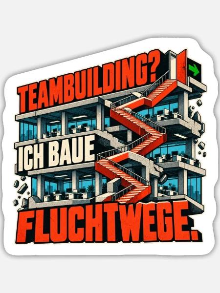 Teambuilding Fluchtwege Bauwerk - Sticker Größe L (20 x 20 cm) - Mattweiß
