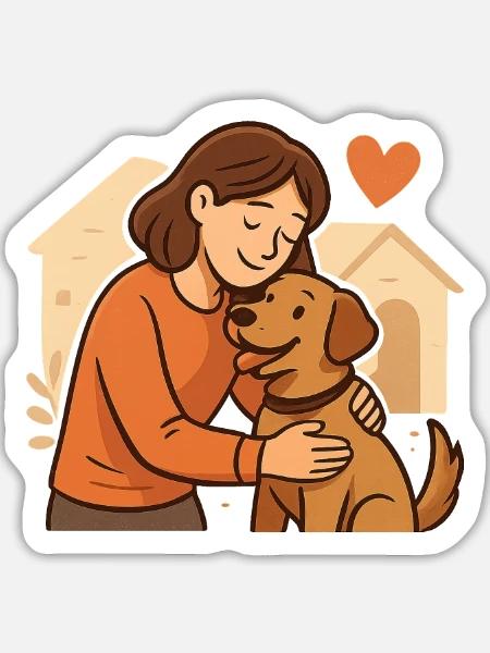 Geschenk für frischgebackene Tierheimhund-Halter - Sticker Größe L (20 x 20 cm) - Mattweiß