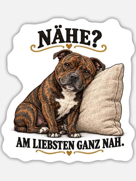 Staffordshire_Bullterrier_ganz_nah-2 - Sticker Größe L (20 x 20 cm) - Mattweiß