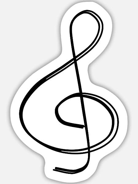 Violinschlüssel handgezeichnet - Sticker Größe L (20 x 20 cm) - Mattweiß