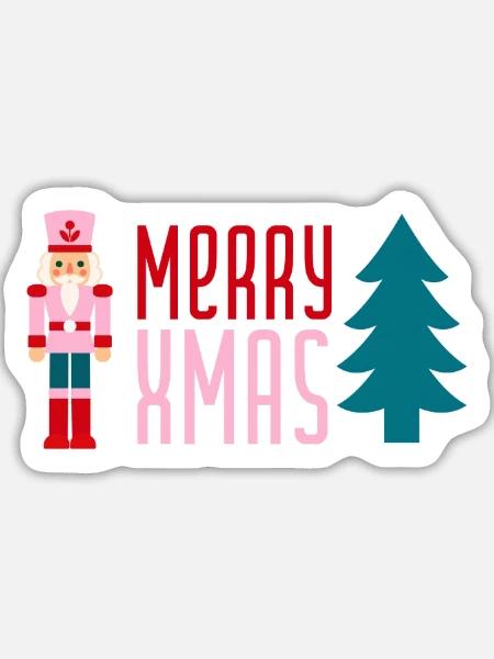 Merry Xmas Nussknacker - Sticker Größe L (20 x 20 cm) - Mattweiß