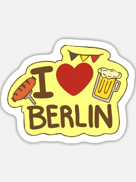 Ich liebe Berlin - Sticker Größe L (20 x 20 cm) - Mattweiß