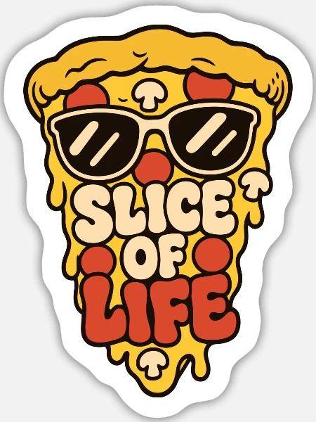 Pizza mit Sonnenbrille – Slice of Life - Sticker Größe L (20 x 20 cm) - Mattweiß