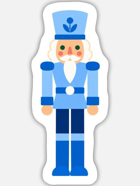 Nussknacker blau Weihnachten - Sticker Größe L (20 x 20 cm) - Mattweiß