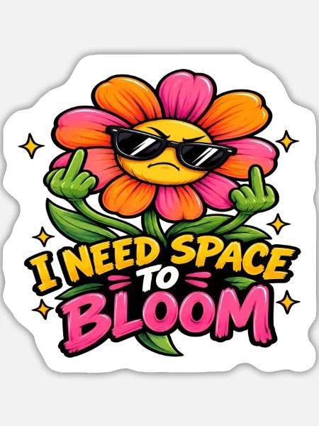 Wütende Blume – Ich brauche Abstand - Sticker Größe L (20 x 20 cm) - Mattweiß