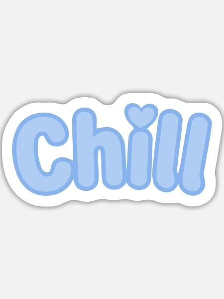 Chill Pastel Blue Bubble Text - Sticker Größe L (20 x 20 cm) - Mattweiß