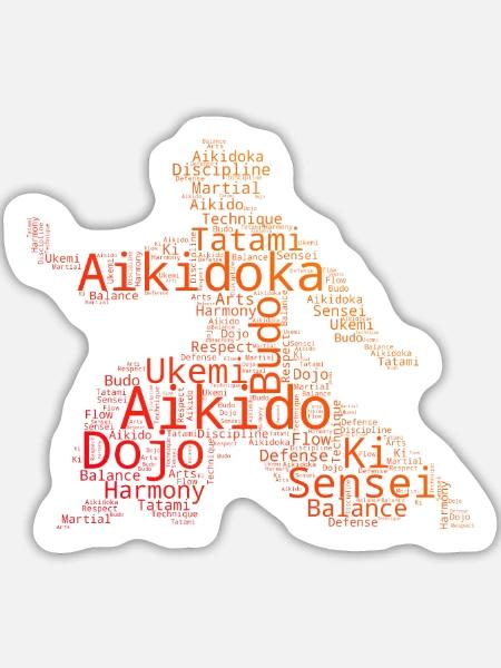 Selbstverteidigung Geschenkidee für Aikido-Prüfung - Sticker Größe L (20 x 20 cm) - Mattweiß