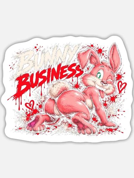 Bunny Business Hase - Sticker Größe L (20 x 20 cm) - Mattweiß