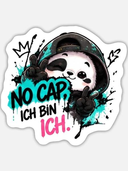 Panda Graffiti: No Cap Ich BinIch - Sticker Größe L (20 x 20 cm) - Mattweiß