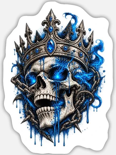 Königstotenkopf mit Blaufeuer - Sticker Größe L (20 x 20 cm) - Mattweiß