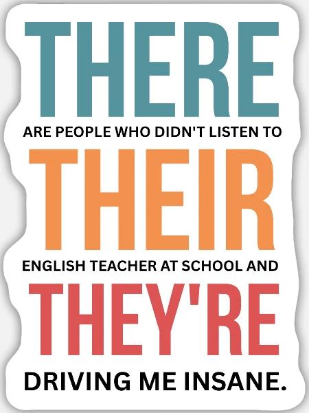 Lustige Grammatik-Wertschätzung eines Englischlehrers - Sticker Größe L (20 x 20 cm) - Mattweiß