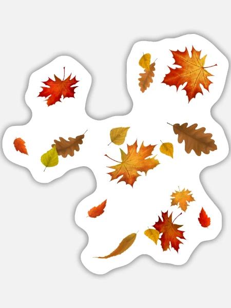 Herbstblätter - Bunt wirbelndes Laub - Sticker Größe L (20 x 20 cm) - Mattweiß