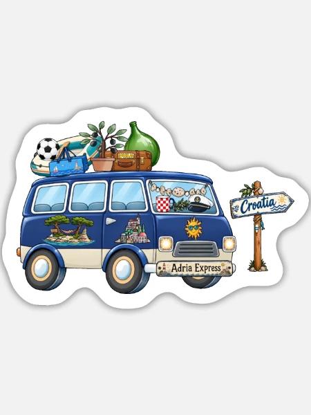 Kroatien Camper Wohnmobil - Sticker Größe L (20 x 20 cm) - Mattweiß