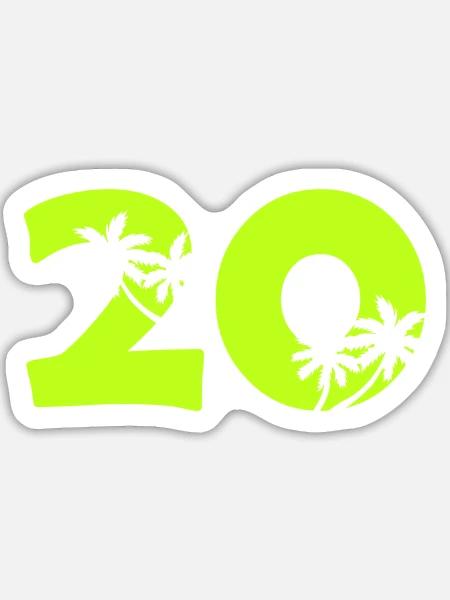 20er Tropenpalmen Retro - Sticker Größe L (20 x 20 cm) - Mattweiß
