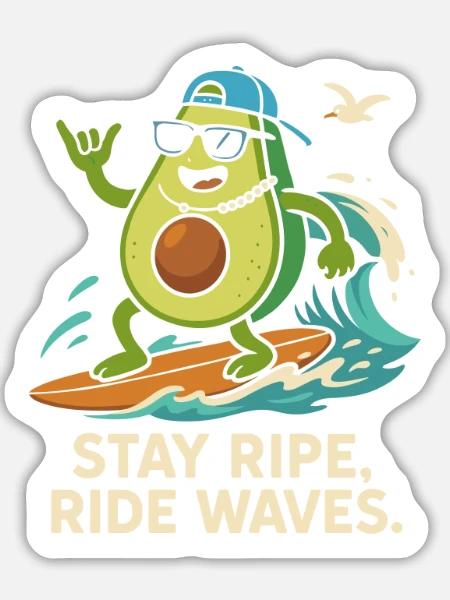 Stay ripe, ride waves - Sticker Größe L (20 x 20 cm) - Mattweiß