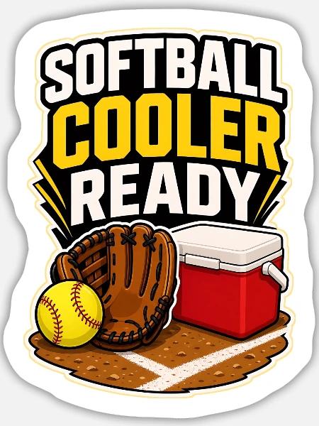 SOFTBALL COOLER READY Snacks - Sticker Größe L (20 x 20 cm) - Mattweiß