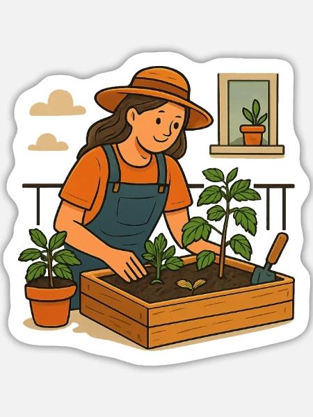 Geschenk fürs erste Balkon-Hochbeet - Sticker Größe L (20 x 20 cm) - Mattweiß