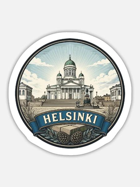 Helsinki Finnland Reiseabzeichen Kathedralen-Souvenir - Sticker Größe L (20 x 20 cm) - Mattweiß