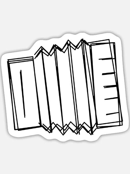 Akkordeon handgezeichnet - Sticker Größe L (20 x 20 cm) - Mattweiß