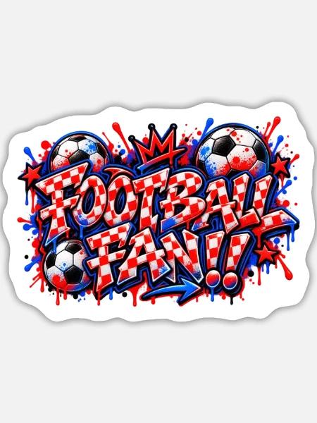 FUSSBALLFAN – Rotes Schachbrett-Graffiti, das zuschlägt - Sticker Größe L (20 x 20 cm) - Mattweiß