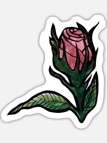 Rosenblüte auf Mitternachtsschwarz - Sticker Größe L (20 x 20 cm) - Mattweiß