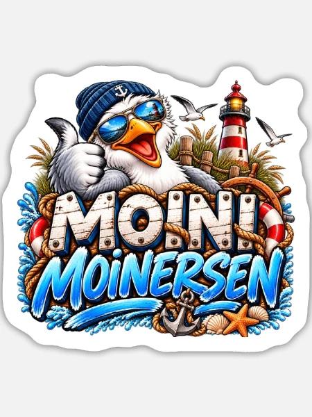 Moini Moinersen Moin Maritim Möwe - Sticker Größe L (20 x 20 cm) - Mattweiß